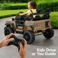 thumbnail image 5 of Best Choice Products Kids 24V 2-Seater Electric Ride-On Car Truck w/ Parent Control, Bluetooth, LED Lights - Tan, 5 of 10