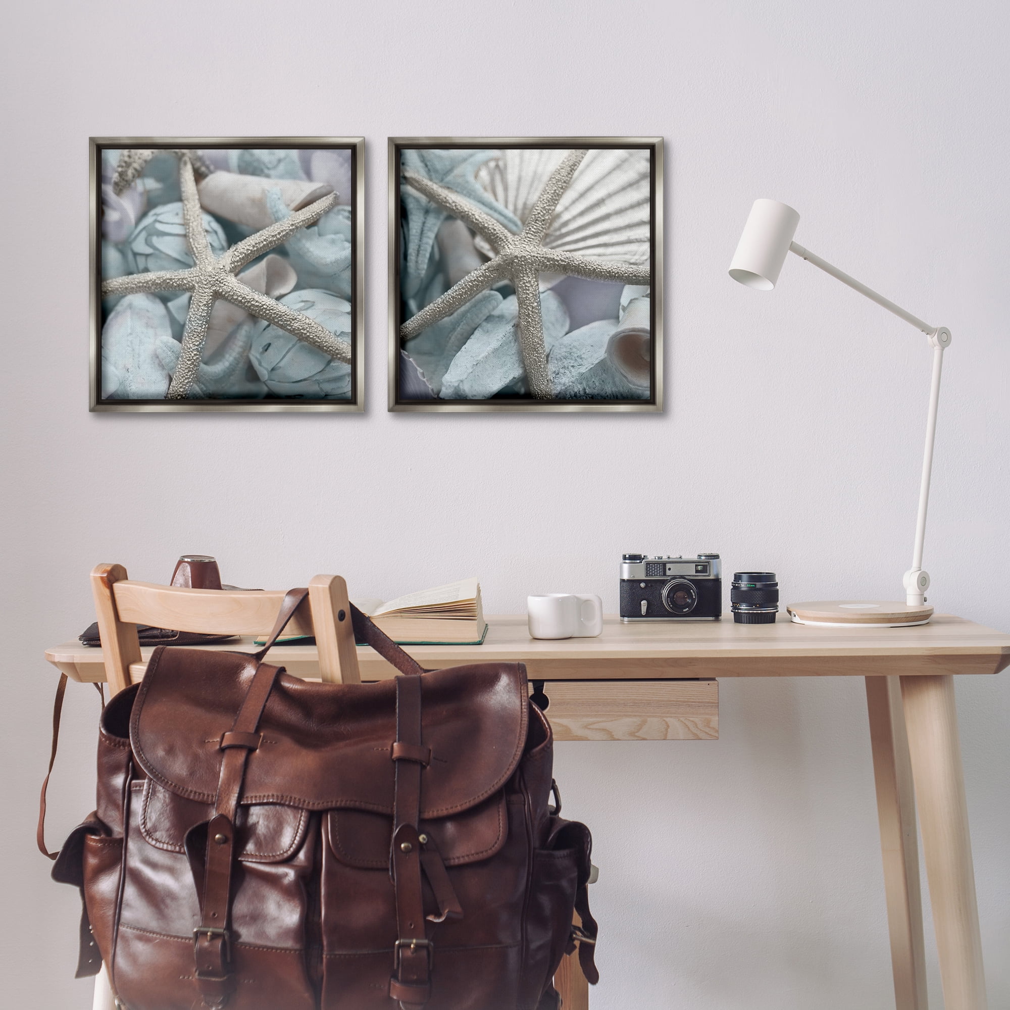 Stupell Industries Dry Distressed Starfish Nautical & Beach Photography Gray Floater Framed Canvas Art Print Wall Art, 18 x 18, Set of 2