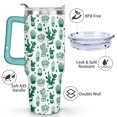 thumbnail image 3 of 40oz Cute Cactus Plants Stainless Steel Flip Straw Tumbler Spill Proof Travel Cup Double Wall Vacuum Insulated Coffee Mug with Top Handle, 3 of 6
