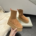 thumbnail image 1 of Botas de nieve para mujer, cortas, forradas con vellón, con cinco capas de espuma gruesa, suela gruesa y acolchada de algodón, botas de lápiz Mulberry para estudiantes, 1 of 5