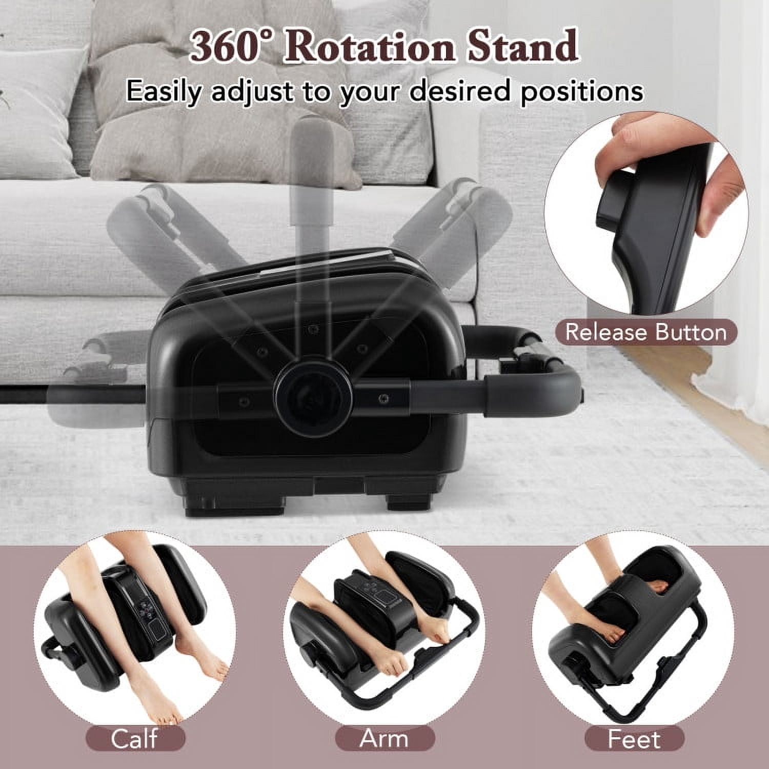Barara King Foot Massagers,Foot Relaxation,Foot and Calf Massager with Heat Shiatsu Deep Kneading Rolling Smart Electric Leg Massager-Black