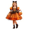 thumbnail image 4 of Auroural Girls Tulle Princess Dress Girls Witch Pumpkin Dress Puff Sleeve Lace Corset Princess for Party, 4 of 9