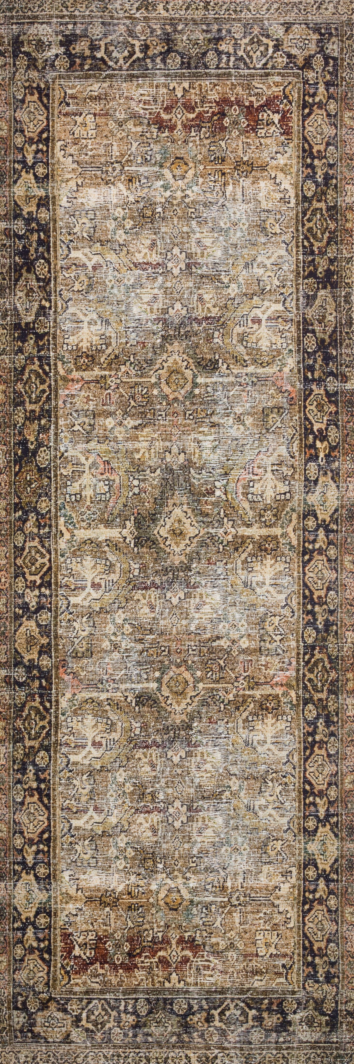Loloi II Layla Printed Oriental Distressed Olive / Charcoal Area Rug