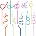 thumbnail image 1 of 60 Pack Crazy Straws Silly Straws Fun Assorted Twisted Straws Perfect for Kids, Birthday Party, 1 of 5