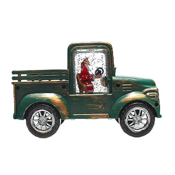 Camión de resina vintage navideño con minidecoración de adorno para árbol con iluminación LED de Papá Noel