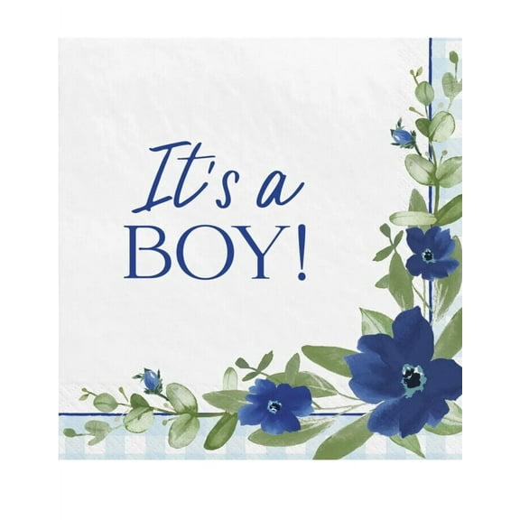 Baby In Bloom Sweet Baby Boy Paper Lunch Napkins 16 Per Pack