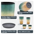 thumbnail image 3 of FIASON 4 Pack Large Plastic 24/21/12/10" H Sunrise Cyan Orange Tall Planters, Tall Plant Pots for Outdoor Indoor with Shelf Inset, Glossy Finish Flower Pot with Drainage Holes for Patio, 3 of 10