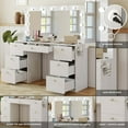 thumbnail image 2 of Boahaus Yara Bedroom Makeup Vanity Desk with Mirror and Lights, 7 Drawers, Glass Top, USB Port Crystal Knobs, White Big Vanity Makeup Desk for Women - New Built-In Lights Version, 2 of 7