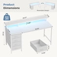 thumbnail image 3 of CONCETTA 40 Inch Computer Gaming Desk with 4 Drawers, Power Outlets and LED Lights for Home Small Spaces, White, 3 of 8