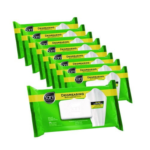 Degreasing Multi-Surface Wipes, 11.5 x 10, 75 Wipes/Pack, 9 Packs/Carton