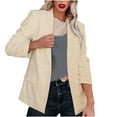 thumbnail image 2 of LEBONYARD Womens Coats Outwear Winter,Womens Blazers Plus Size Clearance $5 New Trendy,Women's Solid Color Long Sleeved Lapel Suit Jacket Long Sleeved Small Suit Temperament Slim Top Jacket White M, 2 of 7
