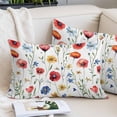 thumbnail image 2 of Pink Colorful Poppy Small Pillow Covers, Spring Pastoral Flowers Leaves Soft Breathable Throw Pillow Cases with Invisible Zipper, Decorative Pillowcase Pillows Protectors for Sofa Bed Chair 12"x20", 2 of 9