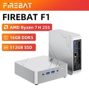FIREBAT F1 Mini PC AMD Ryzen7 H 255 16GB DDR5 512GB SSD Windows 11 WiFi 6 3-Screen 4K