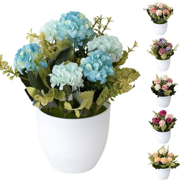 Travelwant 2 Sets Artificial Flowers in Pot Decor Handmade Flower Arrangements 9-Head Fake Faux Flowers Bouquets In Pot Table Centerpieces Holiday Dinning coffee Room Table Kitchen Decoration