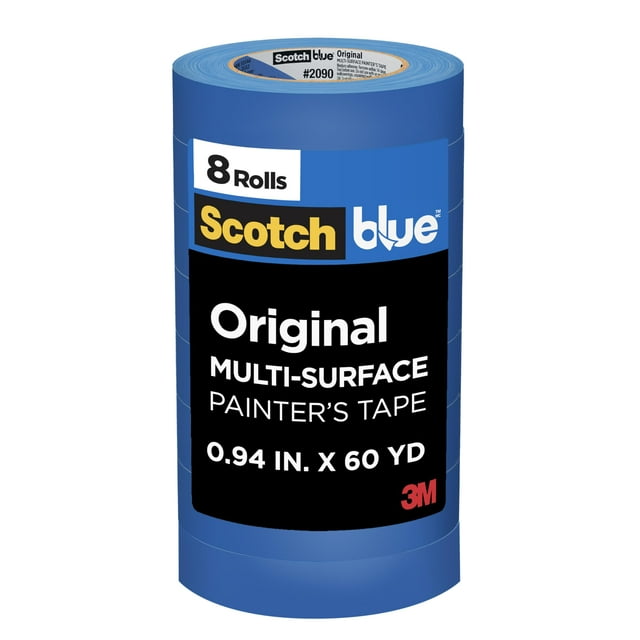 Cinta adhesiva de pintor, color azul escocés, 0,94 cm x 55 m, 8 rollos, color azul