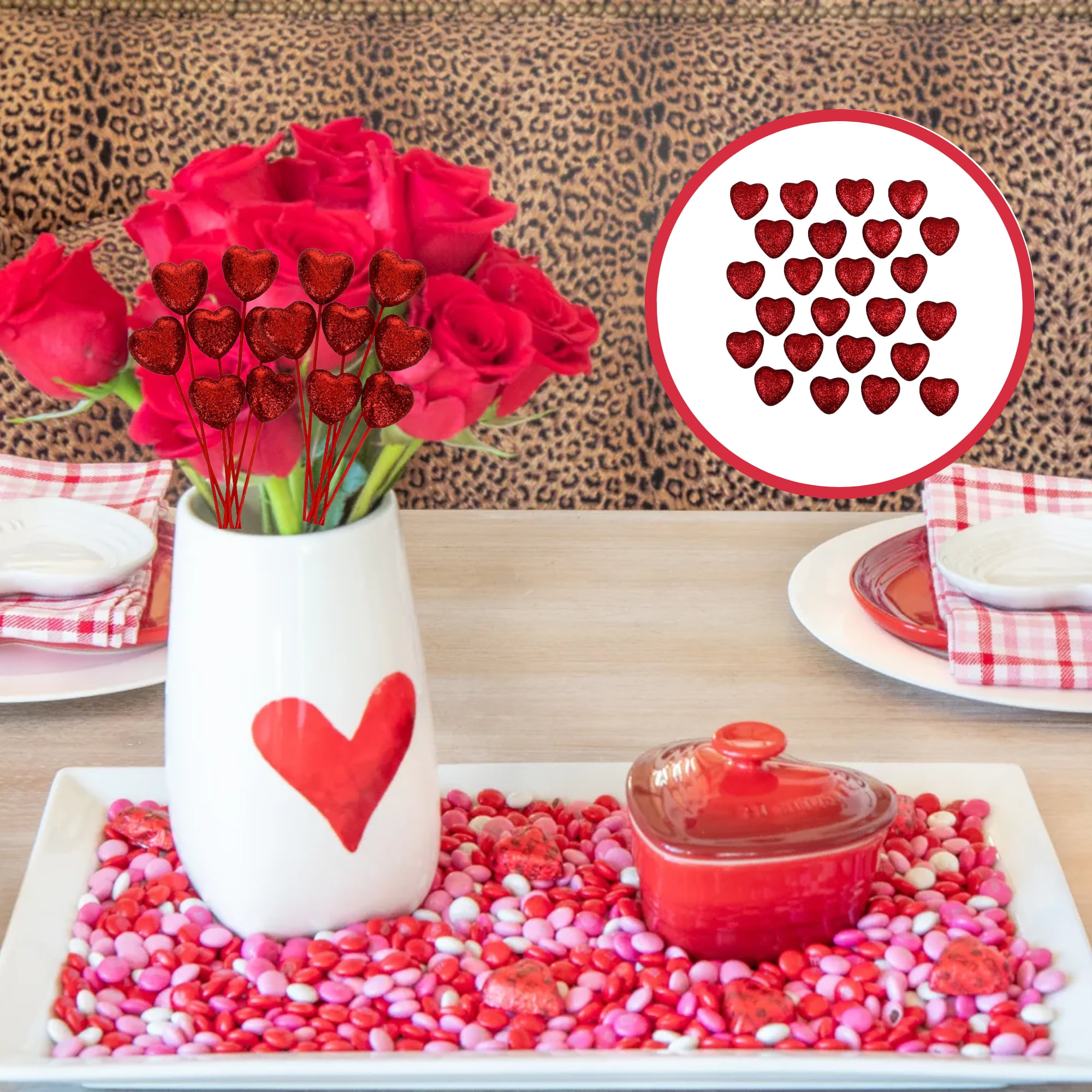 Red Heart Acrylic Vase Fillers Table Scatters for Valentines Mothers Day