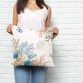 thumbnail image 3 of Throw Pillow Covers 26x26 Inch, Beach Coastal Decorative Pillow Cases for Couch Sofa Bed, Summer Nautical Coral Shell Botanical Cotton Linen Square Home Decor Pillowcases with Hidden Zipper, 3 of 7