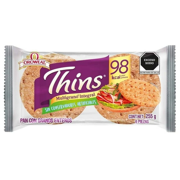 Pan de granos enteros Oroweat Thins multigrano 255 g