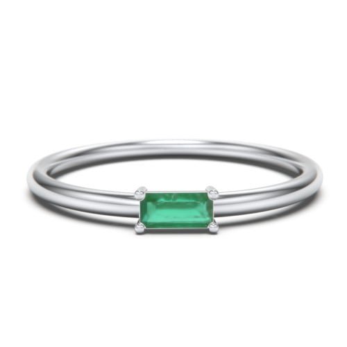 East-West Stackable Baguette Birthstone Ring - Emerald (May)