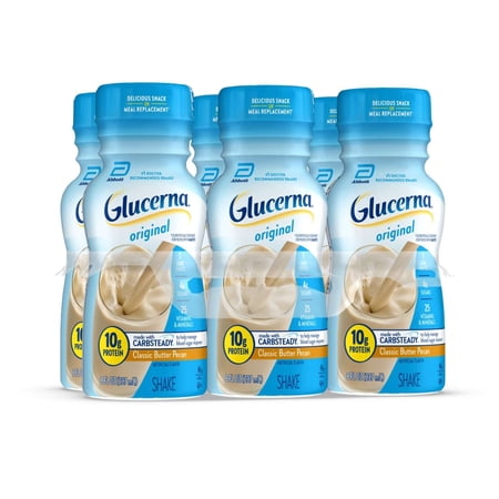 Glucerna Original Diabetic Protein Shake, Classic Butter Pecan, 8 fl oz Bottle, 6 Count