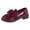 Wine, variant on Patent Leather Loafers for Women with Bow Slip on Flat Mary Jane Shoes Comfortable Pointed Toe Casual Walking Shoe Red Size 9.5