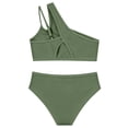 thumbnail image 6 of SIYUDAN Girls One Shoulder Bikini Top with High Waisted Swim Bottoms, Solid Color 2 Piece Swimwear for Kids, 6 of 6