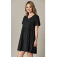 thumbnail image 2 of MBJ WDR2354 Women Short Sleeve Tunic Dress V Neck Casual Loose Flowy Swing Shift Dresses M BLACK, 2 of 6
