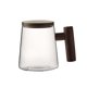 thumbnail image 5 of Tazas de té resistentes al calor para el hogar de 300 ML con mango de tapa de madera para agua, leche, café Nuez Macarena Taza transparente, 5 of 7