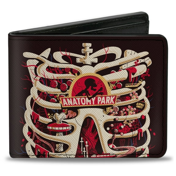 Rick and Morty Wallet, Bifold, Rick and Morty Anatomy Park Rib Cage Scene Black, Vegan Leather