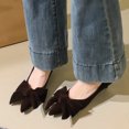 thumbnail image 4 of Women's Pumps Stiletto High Heel 3cm Pointed Toe Suede Bow Wedding Shoes for Bride Prom Party, 4 of 7
