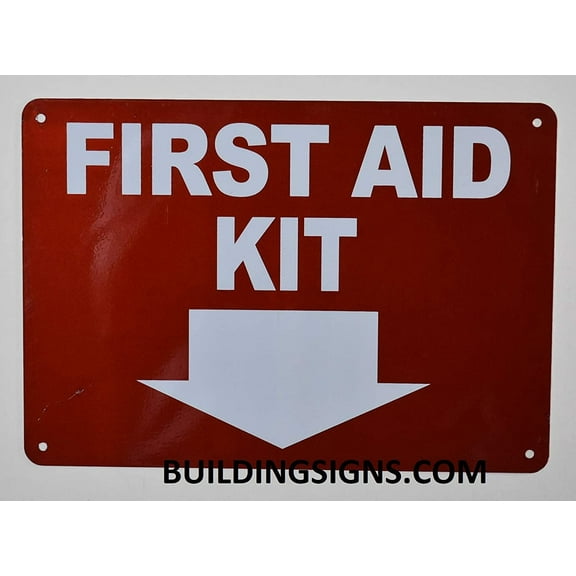 First Aid Kit Sign with Down Arrow (red,Reflective, Aluminum 7X10)(ref-2022-4)