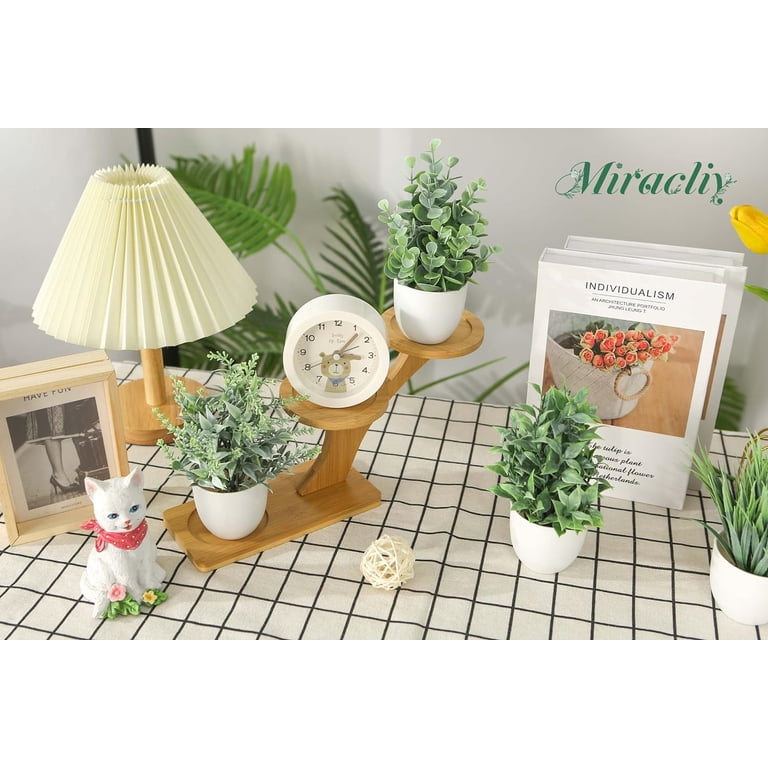 4 Packs Fake Plants Mini Artificial Greenery Faux Plants Indoor for Home Office Farmhouse Bathroom Decor, Size: standard