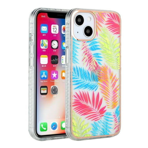 Hybrid Case Compatible with Apple iPhone 12 /12 Pro (6.1") Stylish Design Floral IMD Hybrid Rubber TPU Hard PC Shockproof Rugged Slim Fit Cover [ Feathers ]