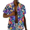 thumbnail image 2 of Uorisanigo Hawaii Flower Matching Couple Outfits Men's Short Sleeve Shirt Light Hawaiian Beach Tops and Women's Button Down Shirt Size 7XL Fashion Summer Tropical Tops, 2 of 8