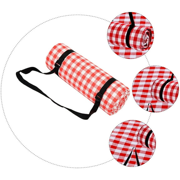 KAKOWELY 1Set Red White Acrylic Sponge PEVA Picnic Blanket for Outdoor Use Beach Picnic Park Family Trips