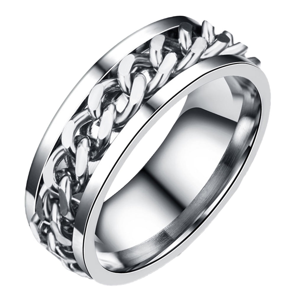 HEVIRGO Boys Ring Simple High Polished Jewelry Rotating Chain Inlaid Finger  Ring for Party Alloy Silver - Walmart.com