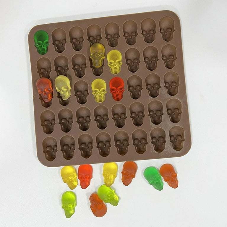 Herrnalise Gummy Skull Candy Molds Silicone,40 Cavity Non-Stick Skull  Silicone Molds for Chocolate,Candy,Jelly,Ice Cube,Dog Treats etc.