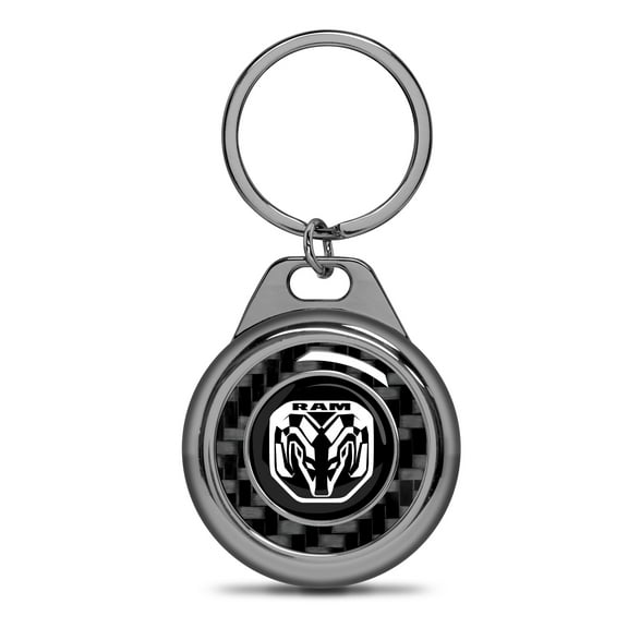 iPick Image for RAM Logo 2019 up Real Black Carbon Fiber Gunmetal Roundel Metal Case Key Chain, Official Licensed