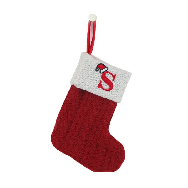 Visland Christmas Stocking Embroidered Letter with Hanging Rope Christmas Stocking Festive Xmas Decoration