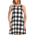 thumbnail image 1 of Fotbe Black White Plaid Vestido de Verano sin Mangas para Mujer – Vestido Midi Línea A, Estilo Camiseta Floral, Vestido Playero Casual y Fluido, 1 of 7