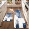 thumbnail image 4 of Non-Slip Flannel Kitchen Mat, 10mm Thick 18D Density, Soft Comfortable Easy Clean, Modern Abstract Blue Gray White, 2/3-Piece Set for Bedroom, 4 of 12
