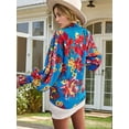 thumbnail image 2 of Women'S Floral Print Blouse Long Sleeve Button Down Shirts Casual Dressy Blouse Shirts Tops Blue S, 2 of 8