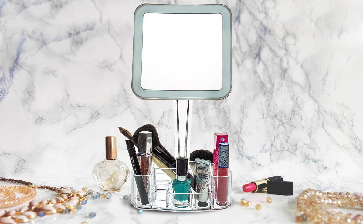 Daisi Magnifying Lighted Makeup Mirror 7x Magnification Led Portable Illuminated Bathroom Vanity Make Up With Swivel Stand