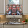 thumbnail image 2 of Yayeee Kitchen Curtains Tier Pair Light Filtering 27"x36" Rod Pocket Short Cafe Window Panel, Red Vibrant Flowers, 2 of 7