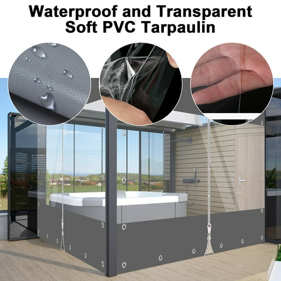 Eurhowing 22Mil Heavy Duty Clear Vinyl Tarps, Waterproof & Tear Resistant Zipper Patio Enclosure, PVC Tarpaulin Cover for Greenhouse, Porch, Garage, 6.9x7.9FT