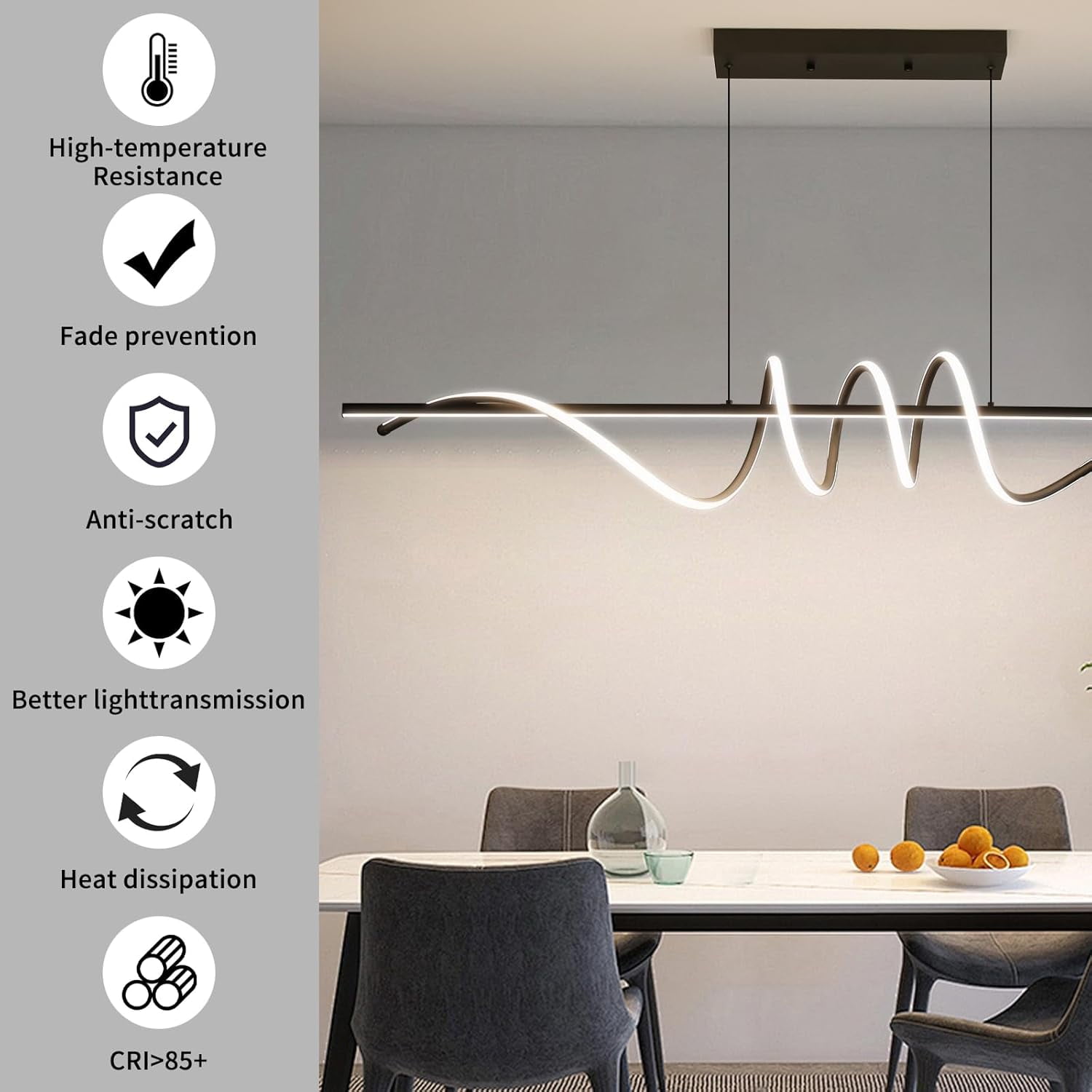 47inch Gold Chandelier Modern Ceiling Spiral Pendant Light Fixtures Hanging LED Color Temperature and Height Adjustable Chandeliers for Dining Room Living Room Bedroom Kitchen Island