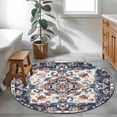 thumbnail image 3 of Round Rugs 3Ft, Boho Navy Blue Red Round Area Rug Washable Indoor Throw Carpet, Southwestern Geometric Vintage Art Small Non Slip Circle Rug for Bedroom Living Room Home Decor Aesthetic, 3 of 8