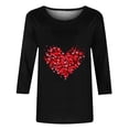 thumbnail image 4 of Htigea Valentines 3/4 Sleeve T-Shirts for Women Heart Graphic Pullover Tops Loose Crewneck Shirts Women's Valentine's Day Tunic Tees Black,XXL, 4 of 4