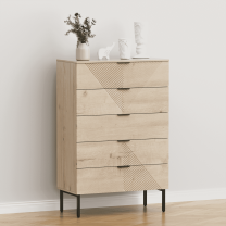 ANHDAH 5-Drawer 47.24'' Tall Wood Drawer, Mid Century Modern Fluted Dressers for Bedroom, Living Room, Hallway, Entryway, Guest Room (1, White Oak)