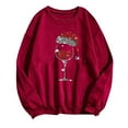 thumbnail image 4 of CheerKidz Women's Christmas Print Sweatshirt - Long Sleeve Round Neck Loose Blouse Holiday Themed T-Shirt Style Soft Winter Party Casual Top(Wine,XL), 4 of 4